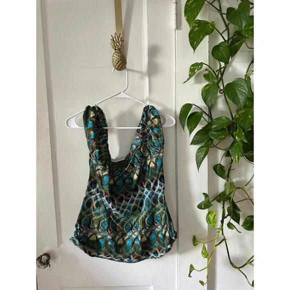 Claudia Richard women’s size medium blue green blouse - Picture 1 of 8